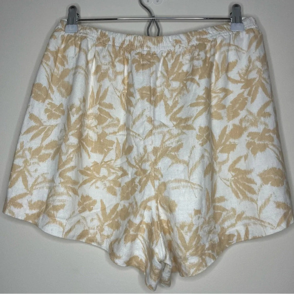 A+F Linen Blend Beachy Boho Floral Fully Lined Flowy Pull On Pockets Shorts - Picture 9 of 10